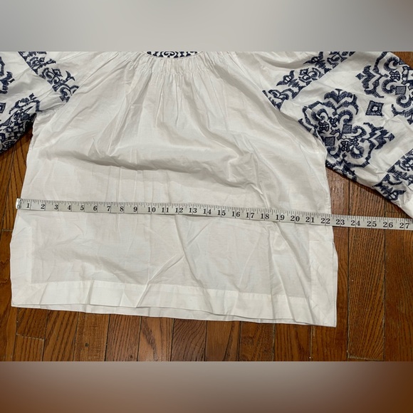 Tommy Hilfiger White and Blue Embroidered Blouse - Picture 8 of 13